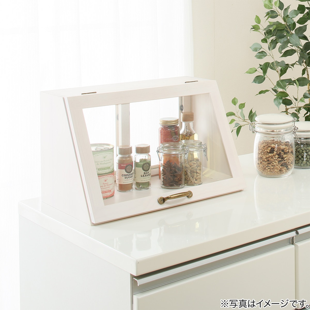 楽天市場】おしゃれなヴィンテージ風カウンター上収納ガラス扉〔幅