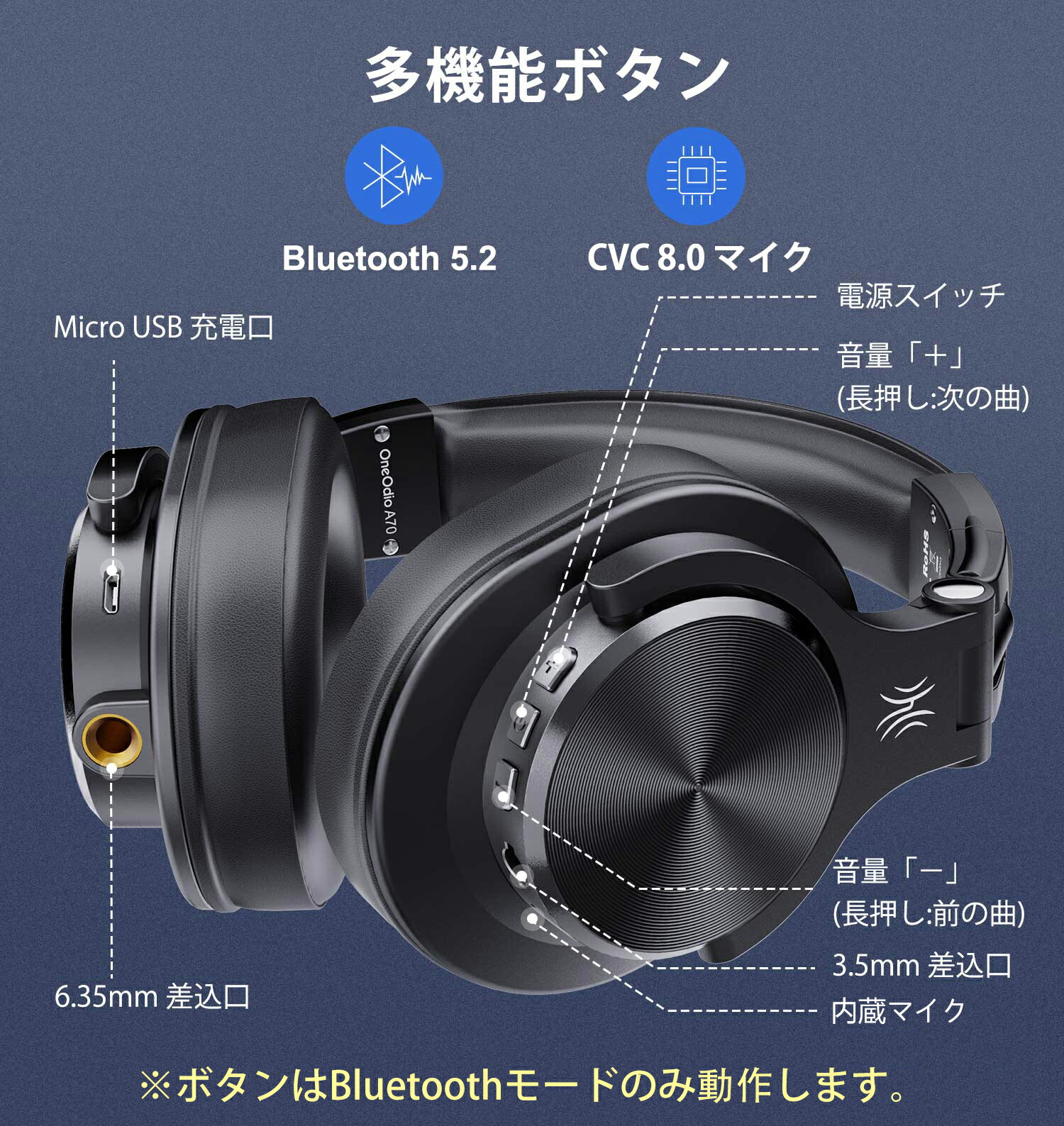 楽天市場】OneOdio A70 ワイヤレス ヘッドホン 72時間再生 Bluetooth