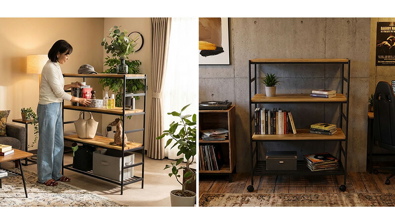 楽天市場】アイアンウッド アカシア ディスプレイラック 4段ラック 1台