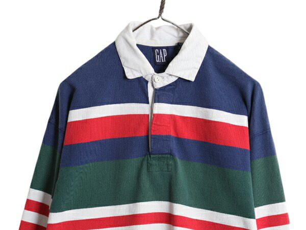 楽天市場】90s OLD GAP ボーダー 長袖 ラガー シャツ メンズ M 古着 旧