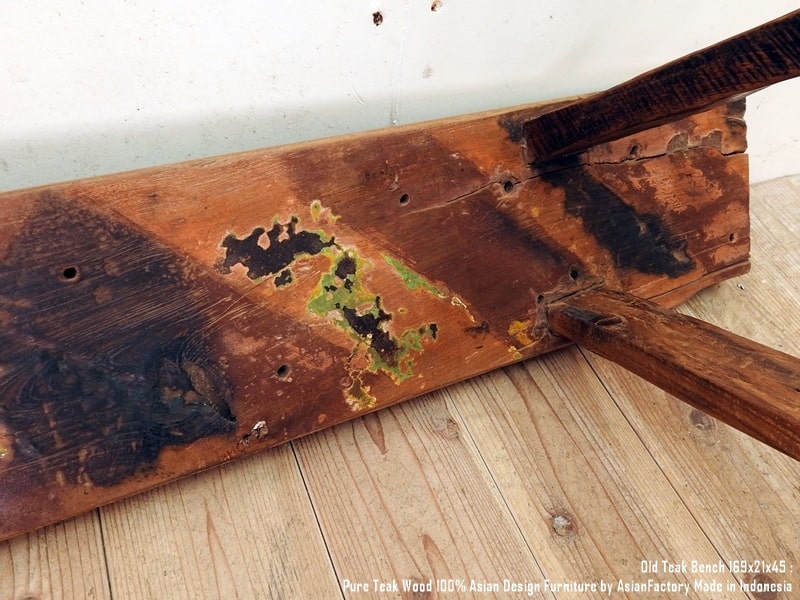 楽天市場】極厚 オールドチークベンチ 169cm 総無垢材 屋外 一枚板