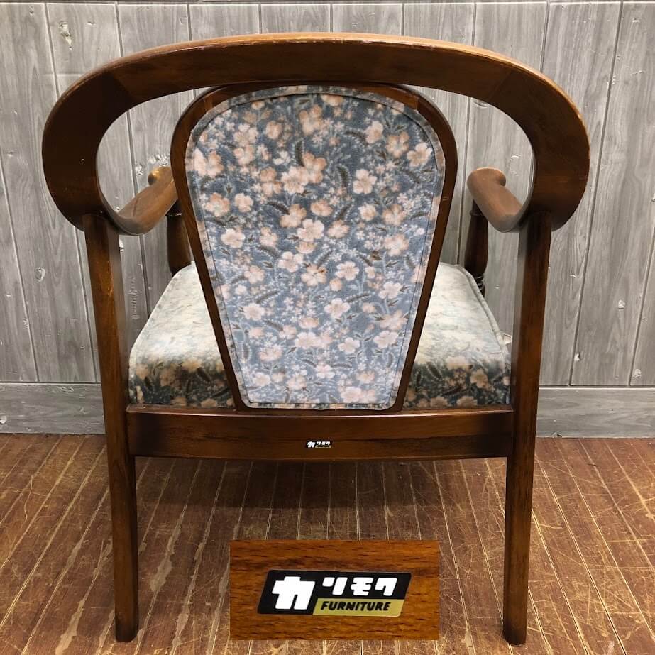 楽天市場】【中古】 カリモク アームチェア ダークブラウン×グレー花柄