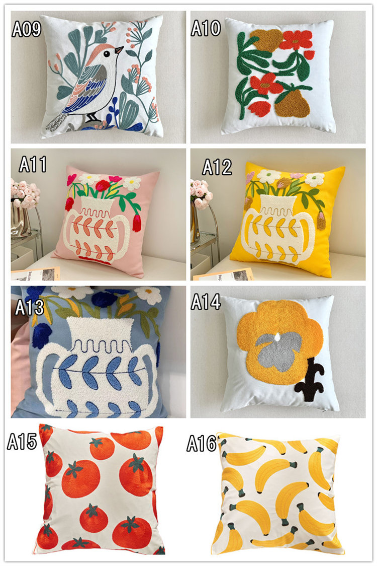 楽天市場】クッションカバー 45×45cm 全17色展開 果物 動物 花柄 刺繍