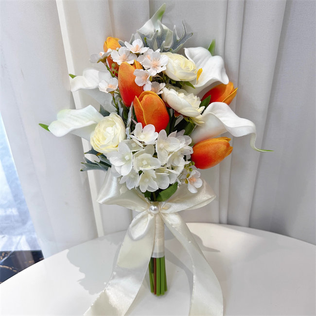 楽天市場】ホワイト+オレンジ カラー 白 花束 ブーケ【ブーケ