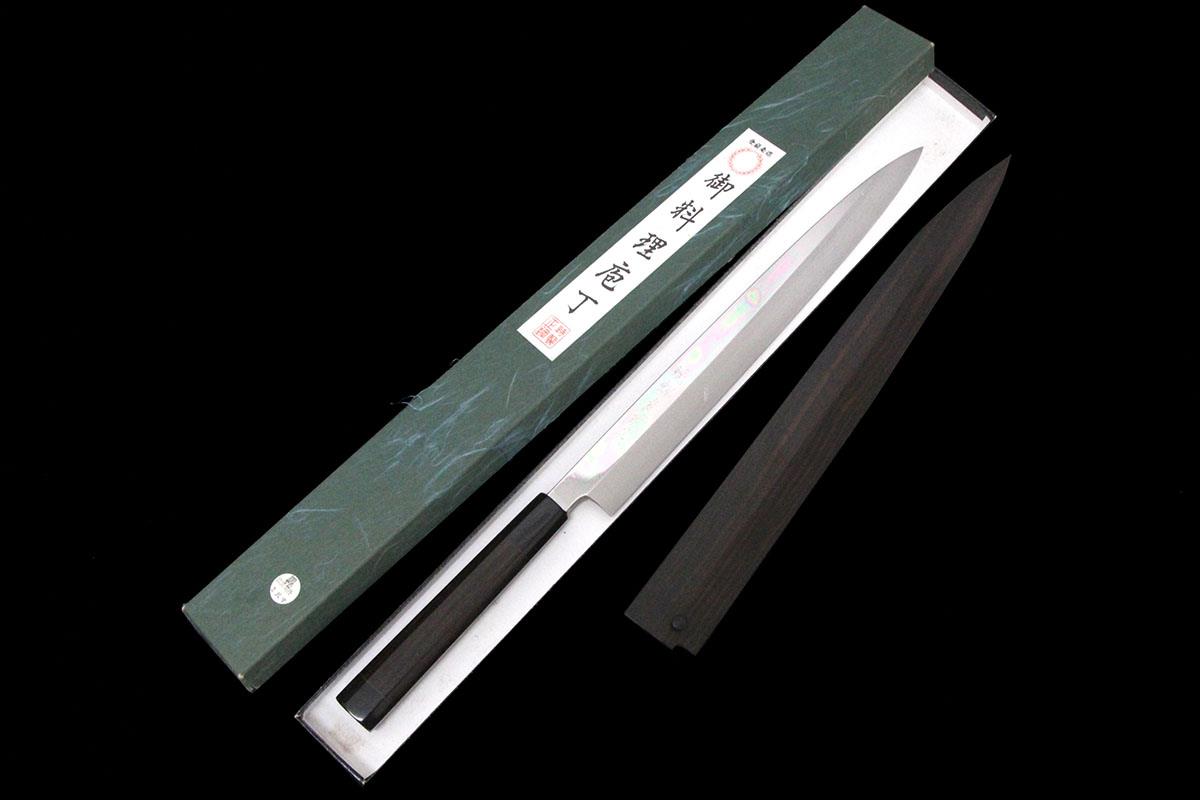 楽天市場】【中古】【未使用品】鐵剱良政 柳刃包丁 本焼 一尺 平鏡面