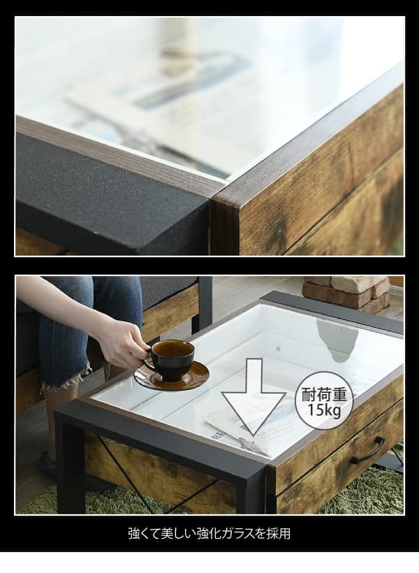 楽天市場】【豪華特典2個付き】ローテーブル ガラス 引き出し 北欧