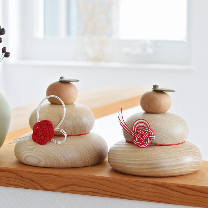 楽天市場】【アンジェ別注】 hare 水引で結ぶ 木の鏡餅 日本製 無垢材