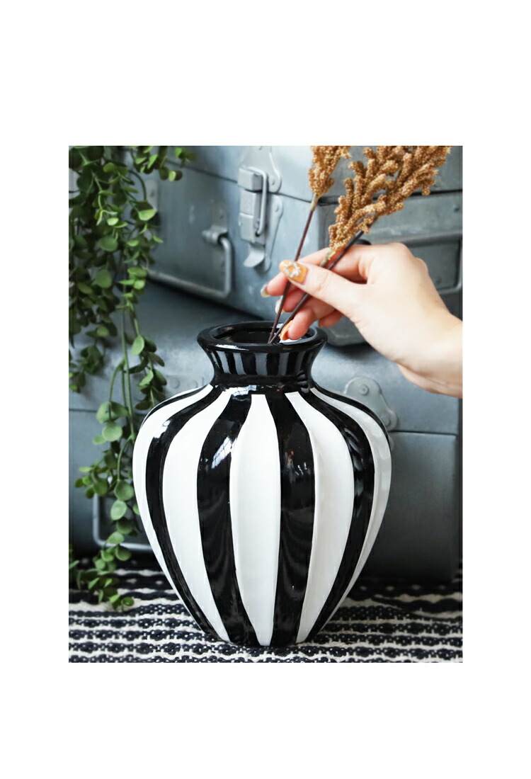 楽天市場】ポイント10倍！2月25日20時〜3月26日10時 ストライプ柄 花瓶