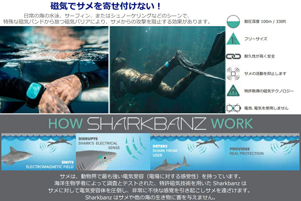楽天市場】SHARKBANZ2 シャークバンズ2 さめよけ 磁気ノーシャーク
