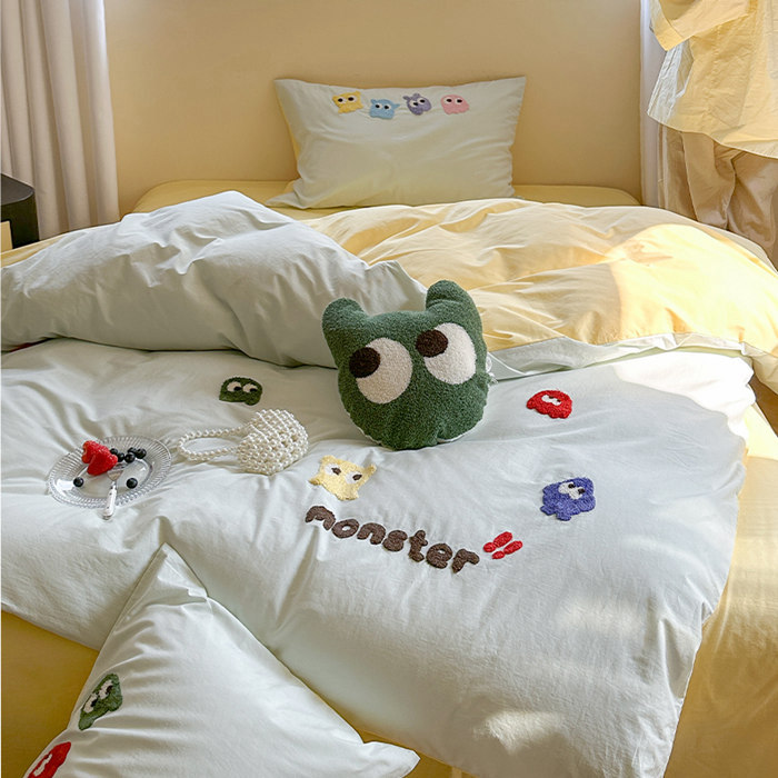 楽天市場】布団カバー シングル 3、4点セット刺繍 可愛い 綿100% 寝具