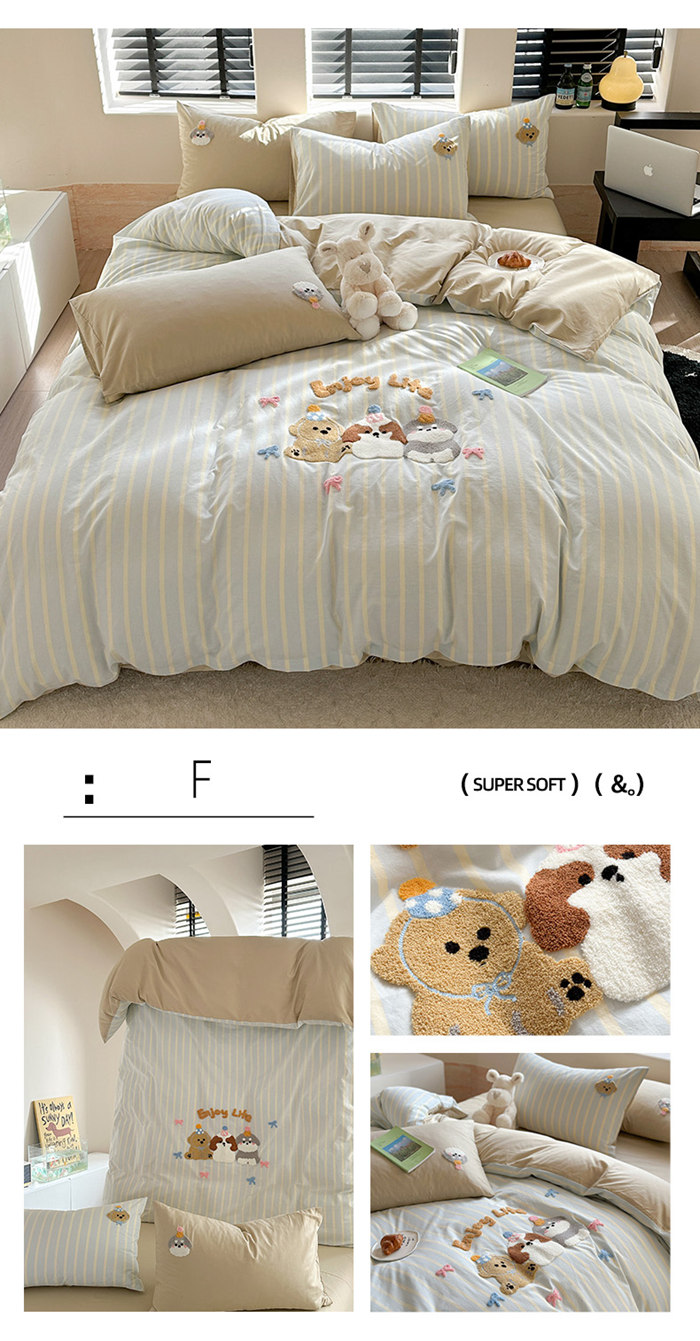 楽天市場】布団カバー シングル 3、4点セット刺繍 可愛い 綿100% 寝具