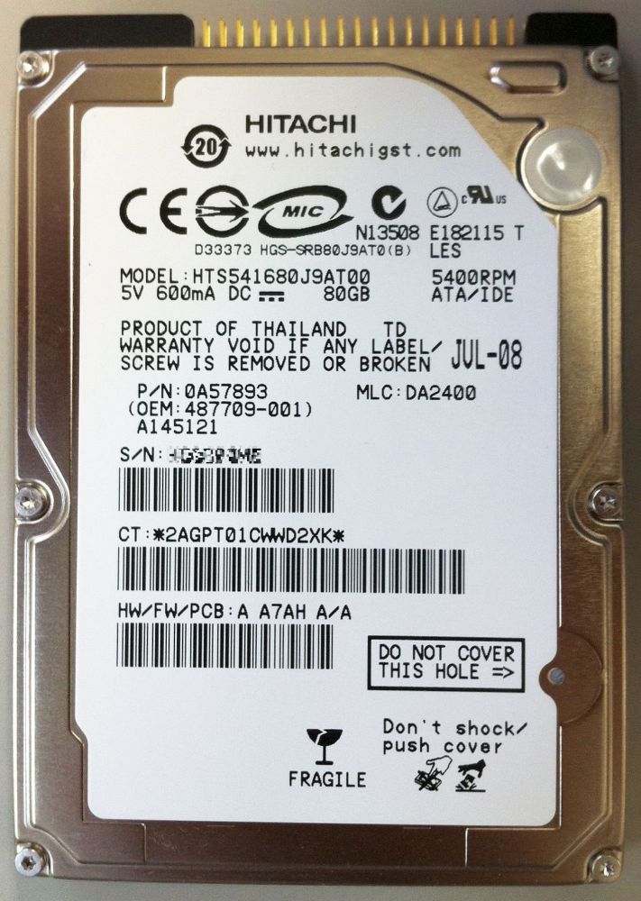 楽天市場】【新品】HGST 日立 2.5インチ HDD ハードディスク 80GB IDE