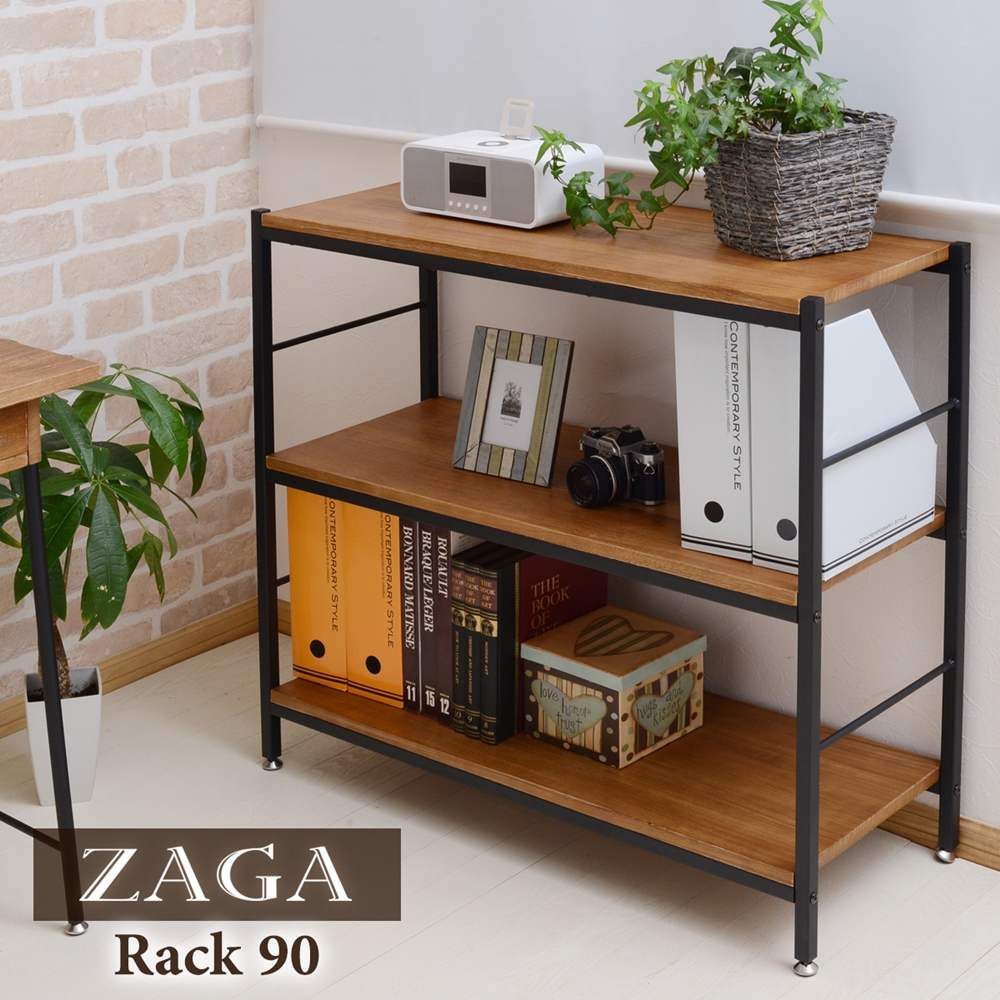 楽天市場】木製ラック 3段／メーカー直送商品幅90cm オープンシェルフ