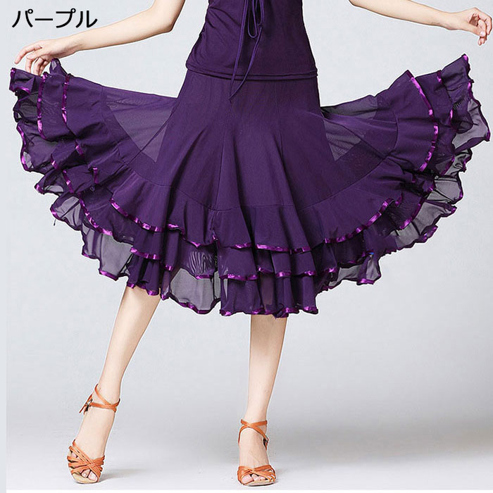 楽天市場】社交ダンス スカート 膝丈 ダンスウェア 5色 ダンススカート