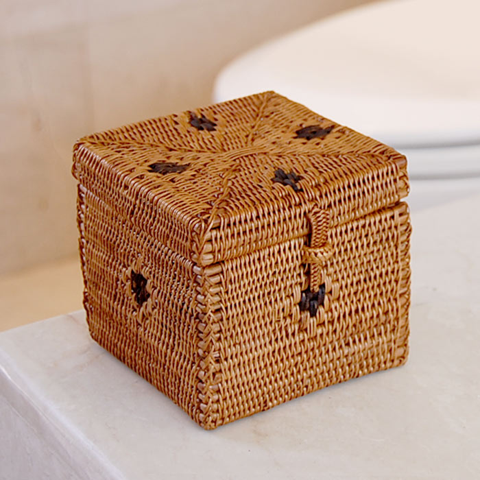 楽天市場】アタで編まれた四角いフタ付き小物入れケース Kタイプ 小物