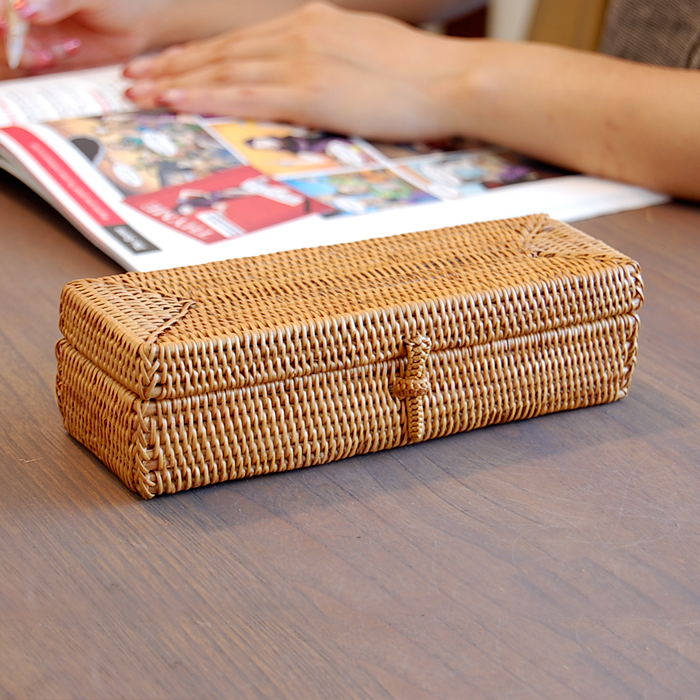 楽天市場】アタで編まれた長方形のペンケース トレー かごトレイ 小物