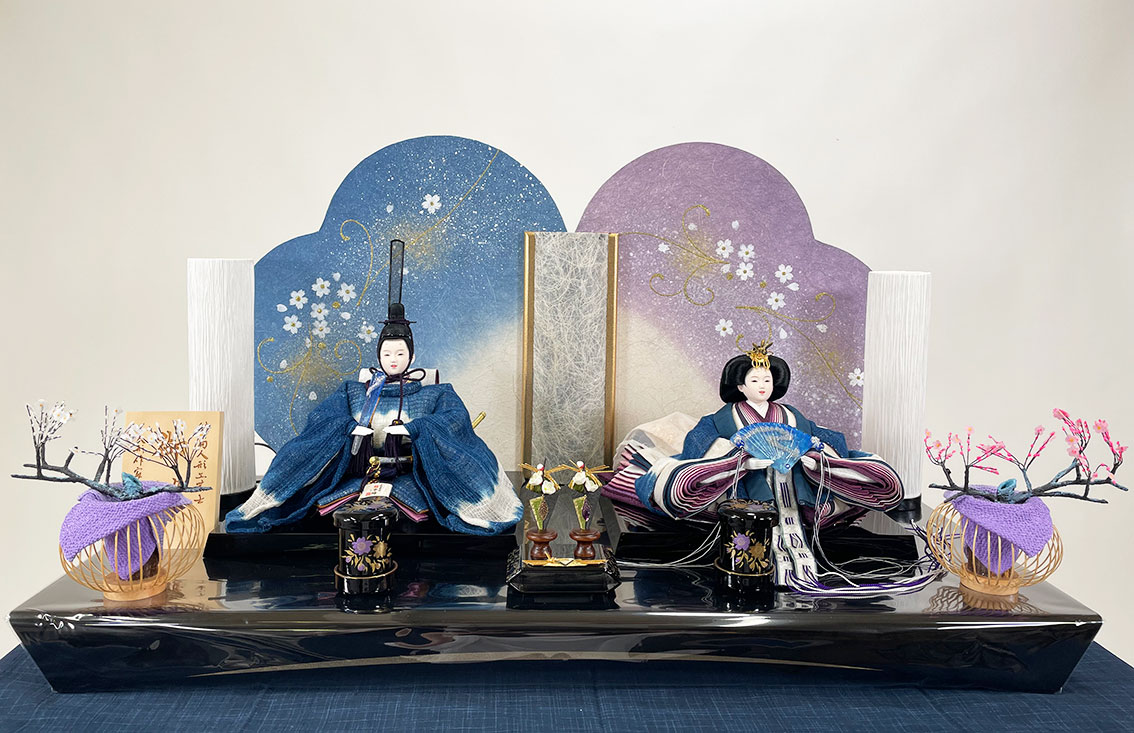 楽天市場】雛人形 芳崎作 親王飾り 藍＆愛 桃の節句 おひなさま 女の子