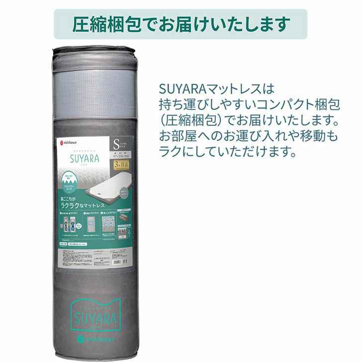 楽天市場】西川 SUYARA スヤラ マットレス 丸巻きシングルサイズ(97