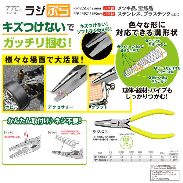 楽天市場】TTC ラジぷら 125mm バネ付 傷付き防止樹脂付 つかむ 軽量