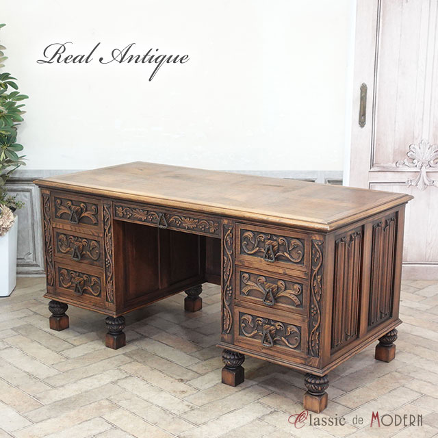 アンティーク デスク 剥離家具 店舗什器 ドロワーテーブル Desk