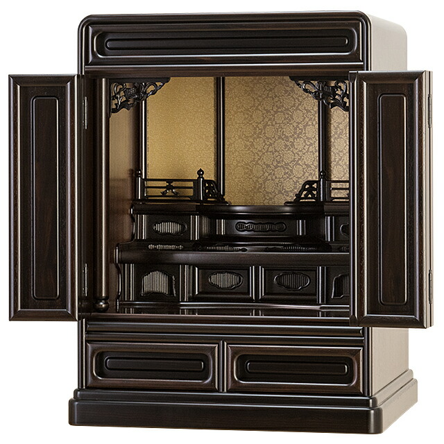 楽天市場】仏壇 唐木ミニ仏壇 本黒檀仏壇 (No.5) 20号 高さ61cm×巾48cm