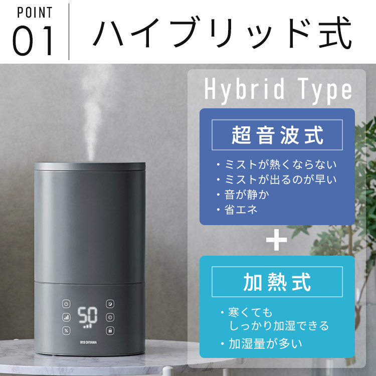 楽天市場】加湿器 卓上 ハイブリッド式 おしゃれ 上部給水 大容量 3.8L