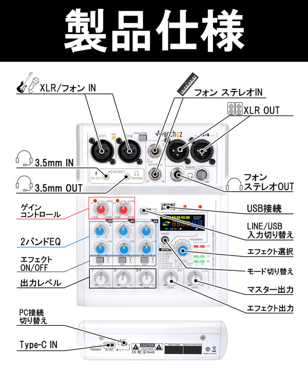 楽天市場】アナログ ミキサー 型 オーディオインターフェース ウェブ