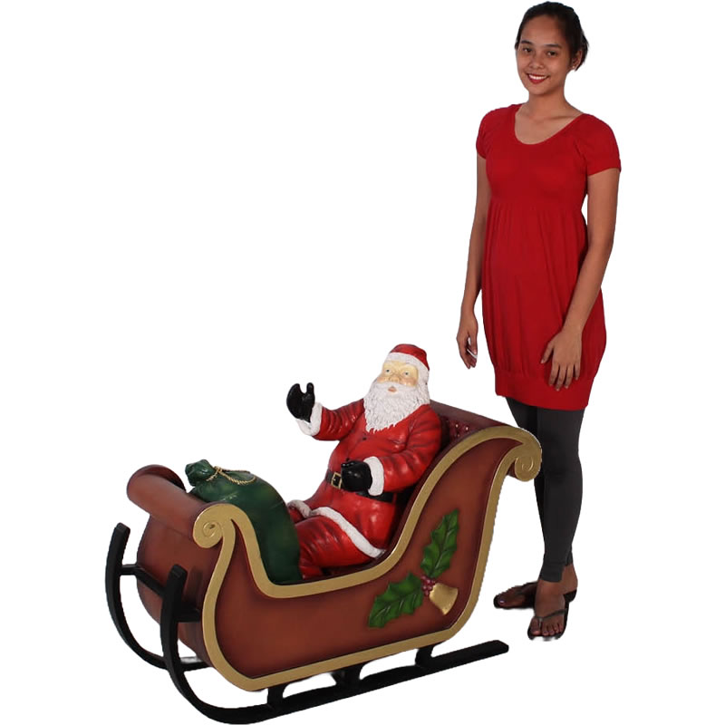 楽天市場】FRPオブジェ クリスマスプレゼントを配るサンタのソリ置物