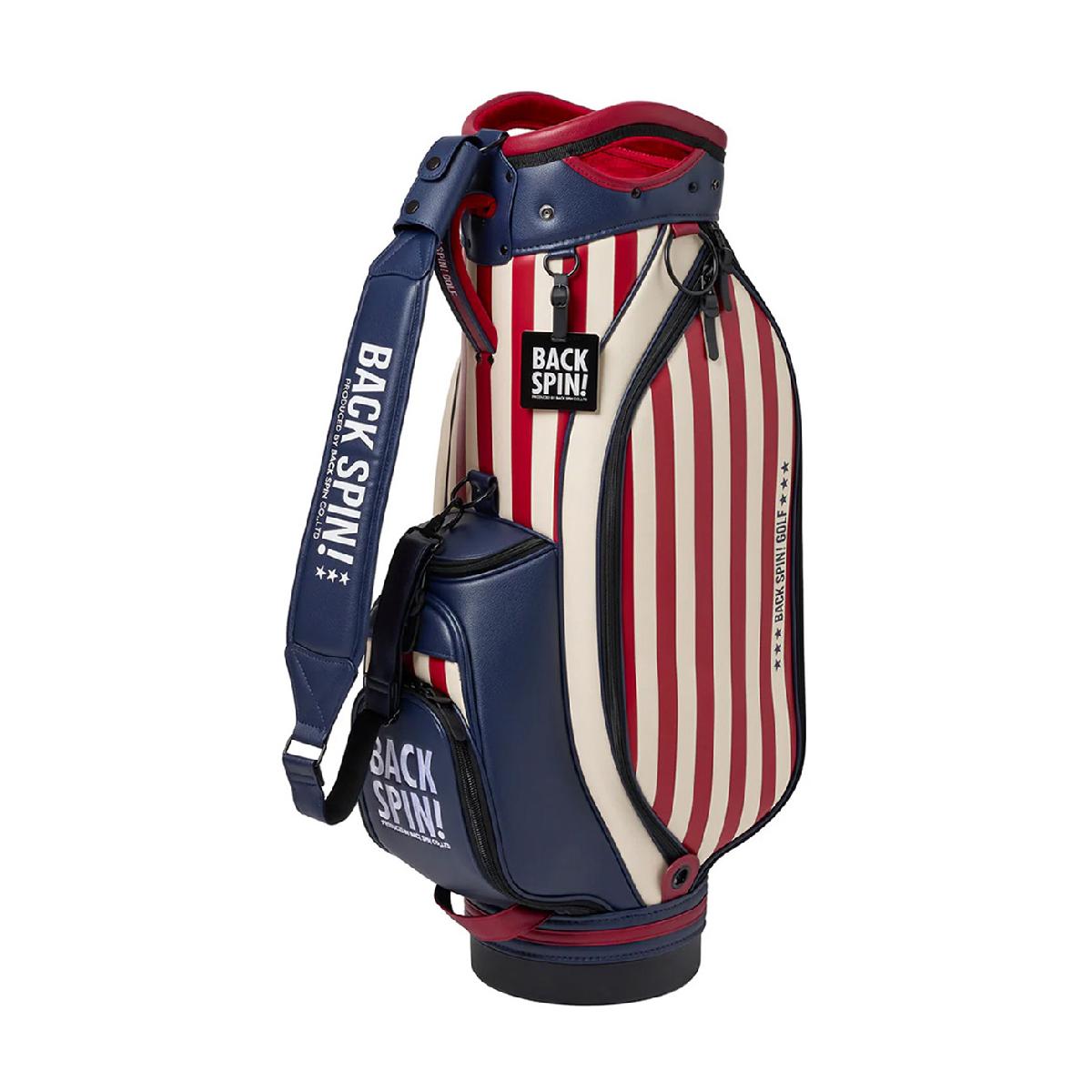 Kasco キャディバッグ 白赤紺 ストライプ Kasco キャディバッグ 白赤紺