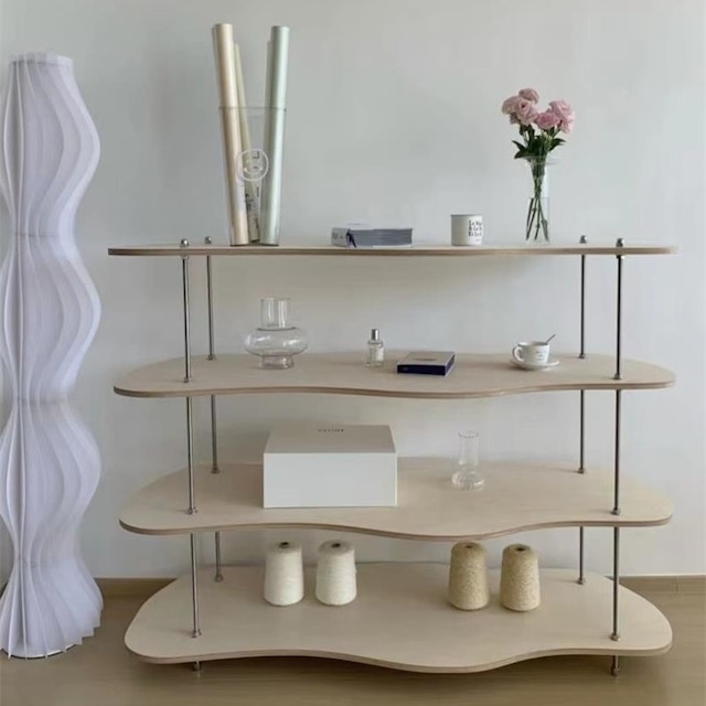 楽天市場】【送料無料】ウェーブ ラック 棚 シェルフ 木製 4段