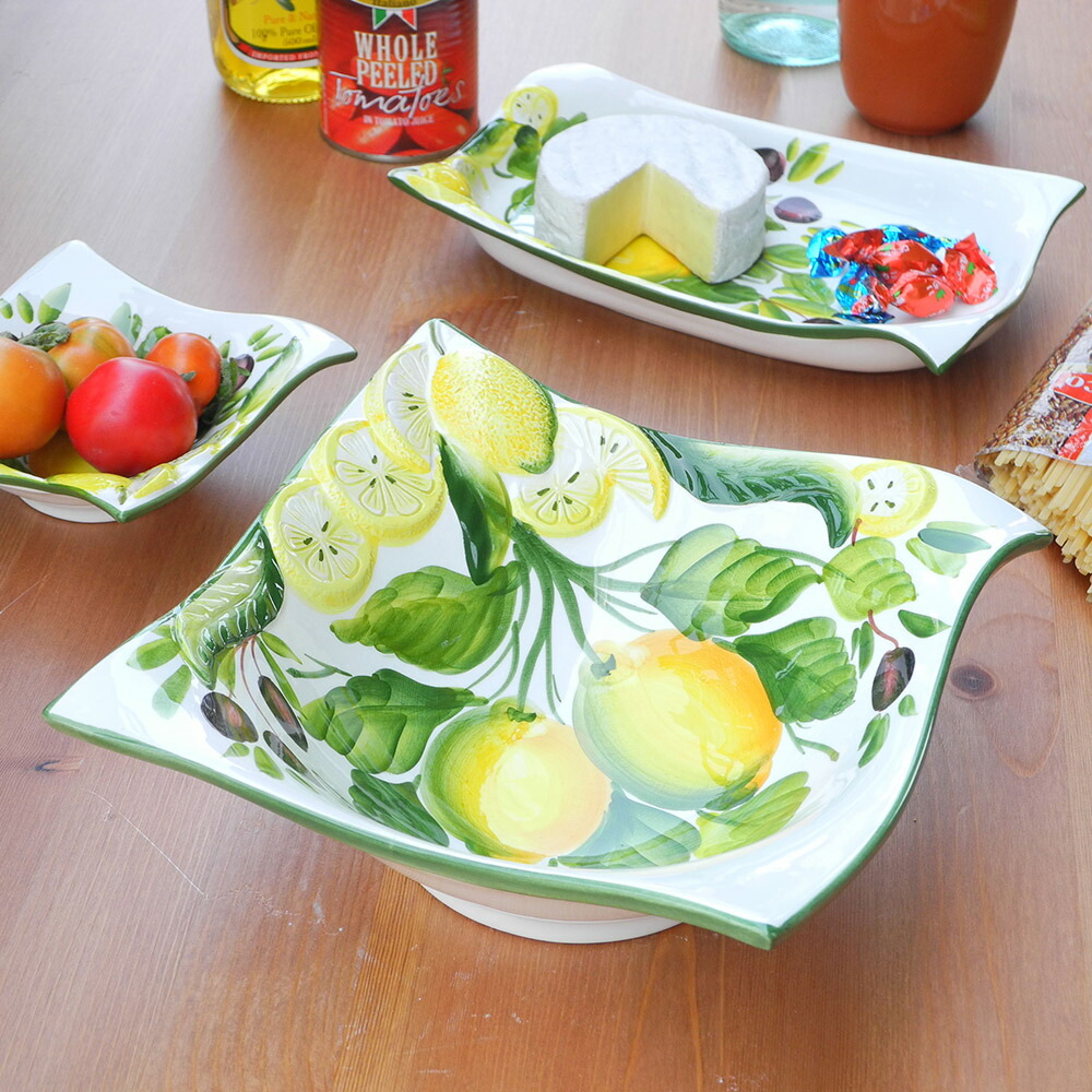 楽天市場】イタリア製 陶器 深皿 レモン柄 オリーブ柄 食器 鉢