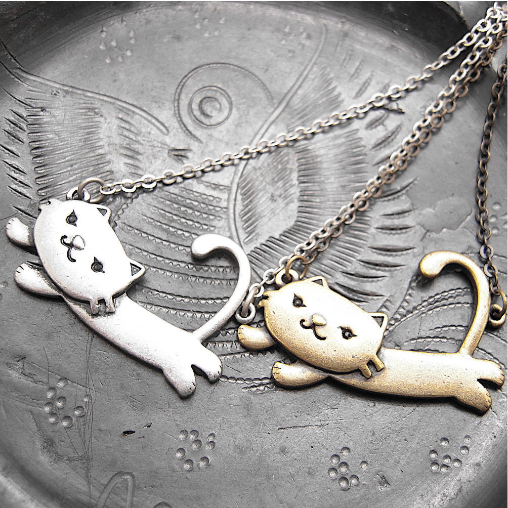 楽天市場】走る 猫 ネコ ジャンプ ねこ ペンダント ネックレス