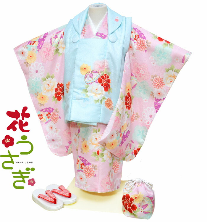 楽天市場】七五三 753 着物 3歳 女の子 被布セット 花うさぎ ブランド