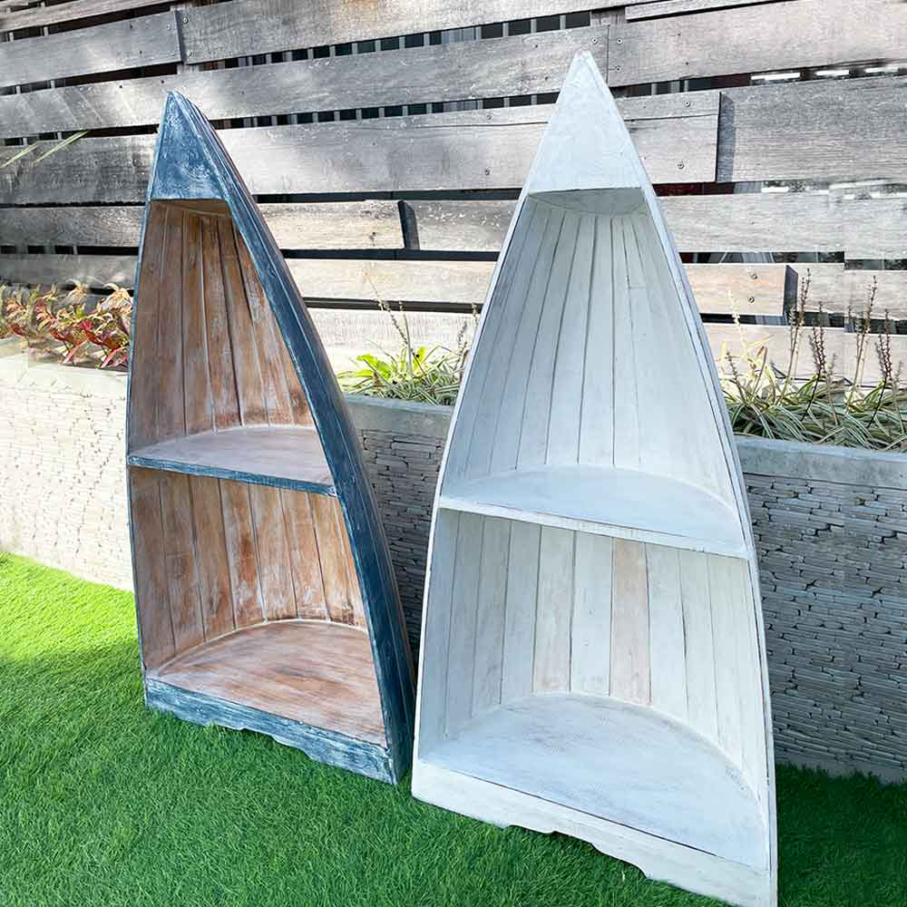 楽天市場】ボートラック 船型 棚 2段 H100cm 木製 ラック 2色 青 白