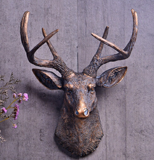 楽天市場】特大 超リアル ブラックゴールド 壁掛け 鹿 オブジェ 木製風