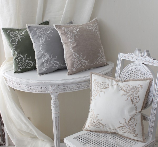 楽天市場】(SALE30%OFF) クッションカバー 刺繍 コットン ナチュラル 3