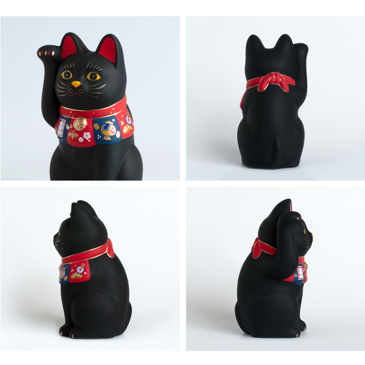 楽天市場】まねきねこ l 福づくし 招き猫 大 右手 白 赤 黒 黄 瀬戸焼