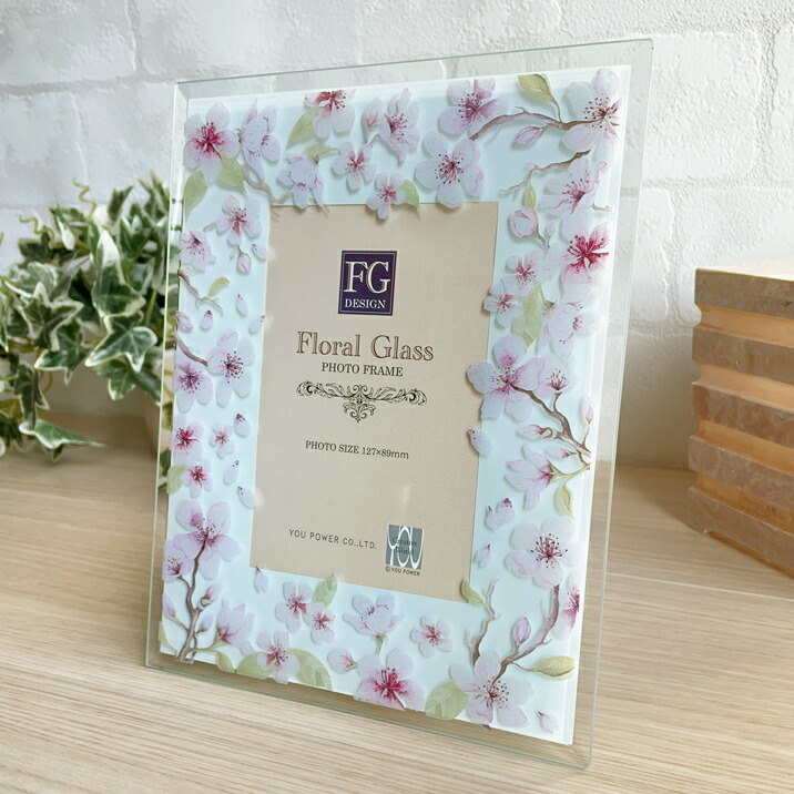 楽天市場】フォトフレーム おしゃれ ガラス さくら 桜 ピンク 花柄 L判