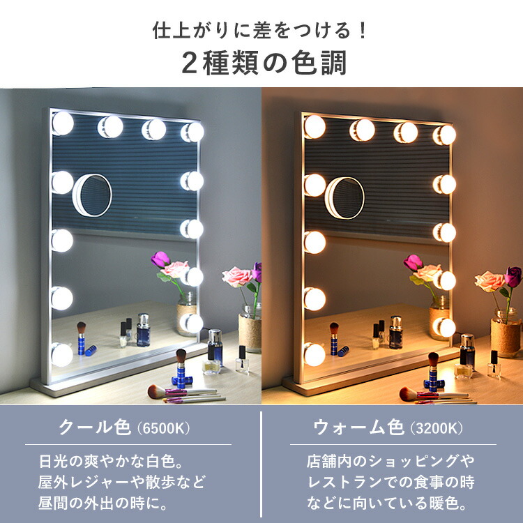 楽天市場】女優ミラー ハリウッドミラー 電球12個 幅52cm 高さ61cm