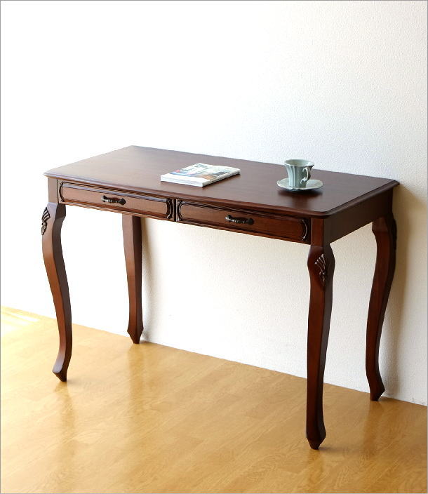 楽天市場】マホガニー無垢材 机 デスク 木製 総無垢材 猫脚 猫足