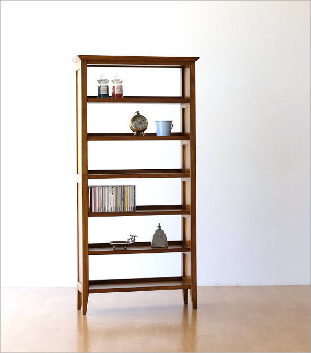 楽天市場】チーク無垢材 CDラック 文庫本本棚 スリム 薄型 天然木製