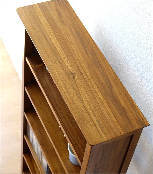 楽天市場】チーク無垢材 CDラック 文庫本本棚 スリム 薄型 天然木製