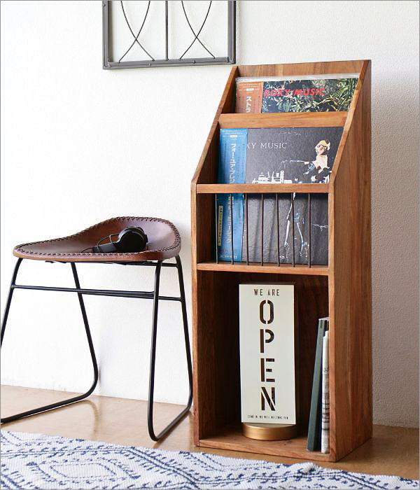 楽天市場】絵本棚 スリム コンパクト 木製 チーク 無垢材 完成品 雑誌