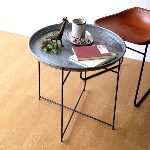 楽天市場】サイドテーブル 折りたたみ 丸 トレイテーブル フチあり