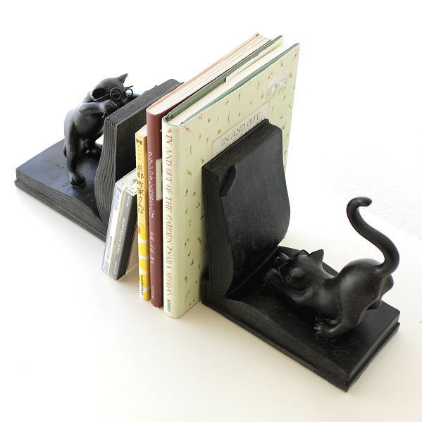 楽天市場】ブックエンド ネコ 倒れない 本立て 猫 ねこ かわいい L型