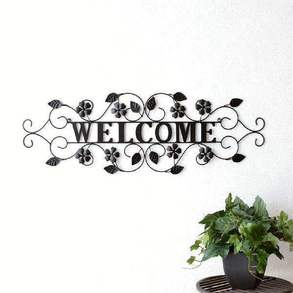 楽天市場】壁飾り アイアン 壁掛け インテリア 花 WELCOME プレート