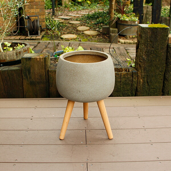 楽天市場】植木鉢 カバー ファイバークレイ 丸型 ハイタイプ脚付き 29