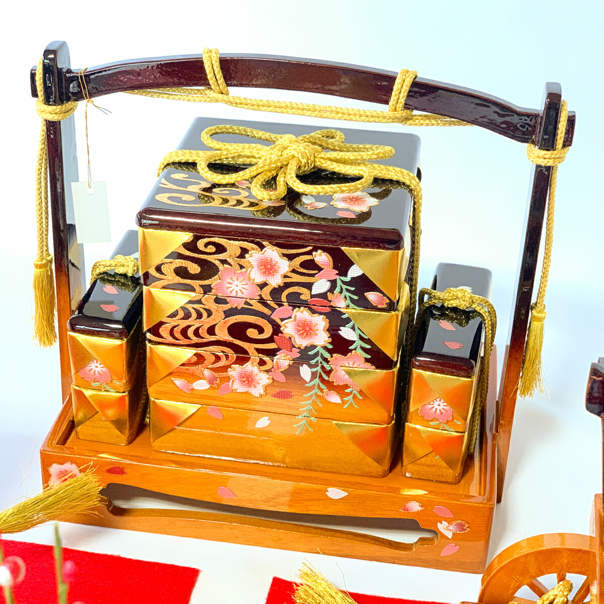 楽天市場】雛道具 雛人形 小物 6点40号家具調金彩小桜KG-401-6J口花も