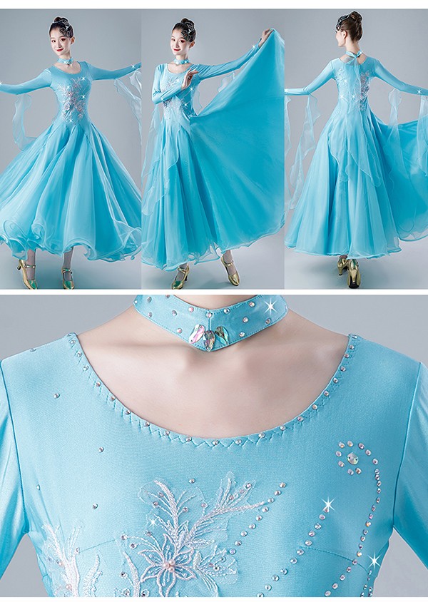 楽天市場】社交ダンス ドレス レディース 長袖 ワルツ スタンダード