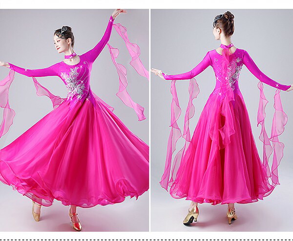 楽天市場】社交ダンス ドレス レディース 長袖 ワルツ スタンダード